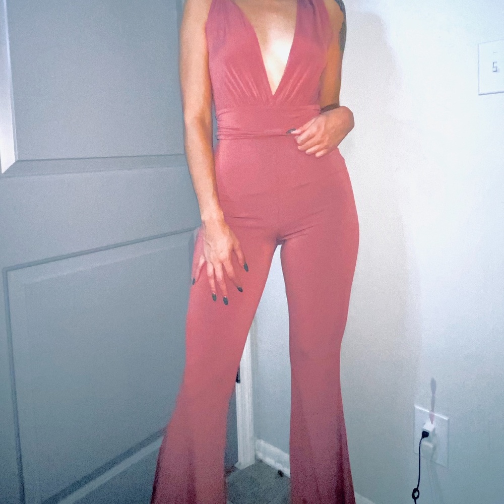 BELL BOTTOMED JUMPSUIT SET- PERFECT FIT!! (CORAL)